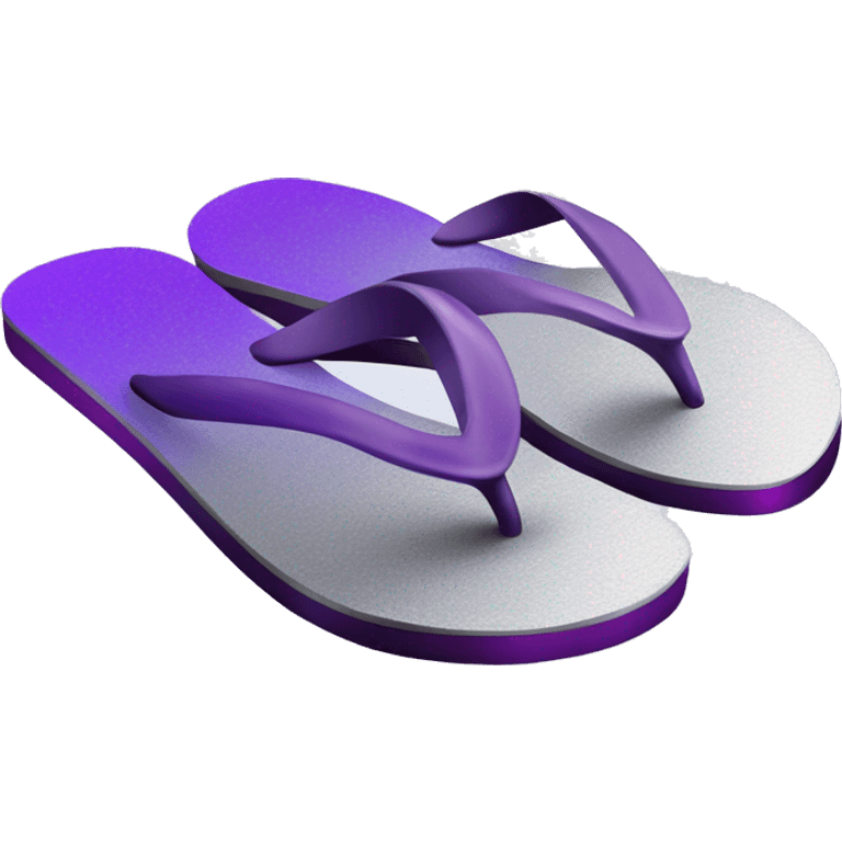 Realistic metallic silver and dark purple gradient pair of summer flip flops isolated. emoji