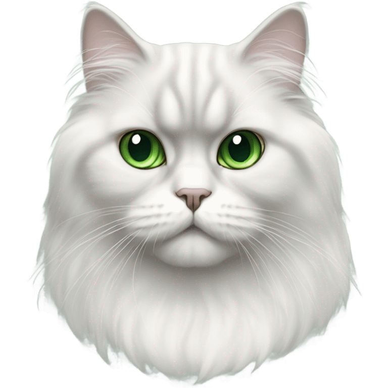 White and gray Persian cat with green eyes emoji