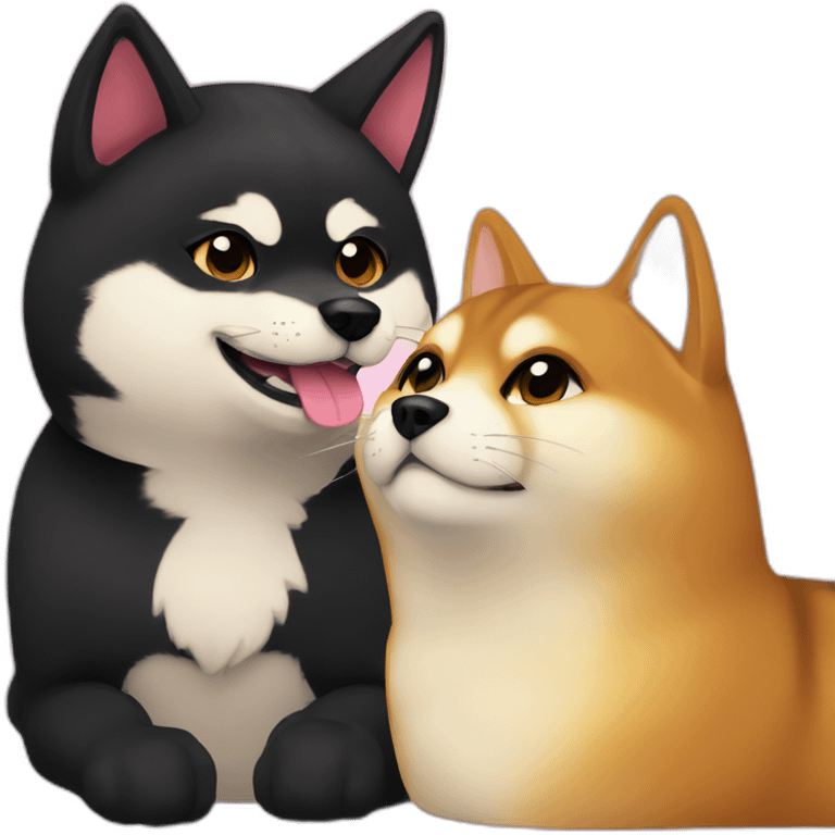 shibainu and black cat being-in-love emoji