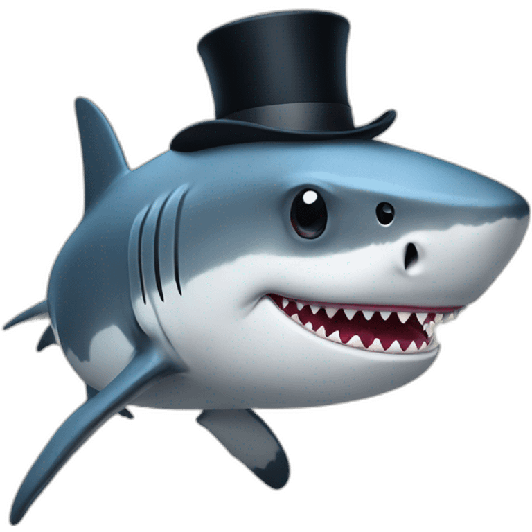 Shark with a top hat emoji