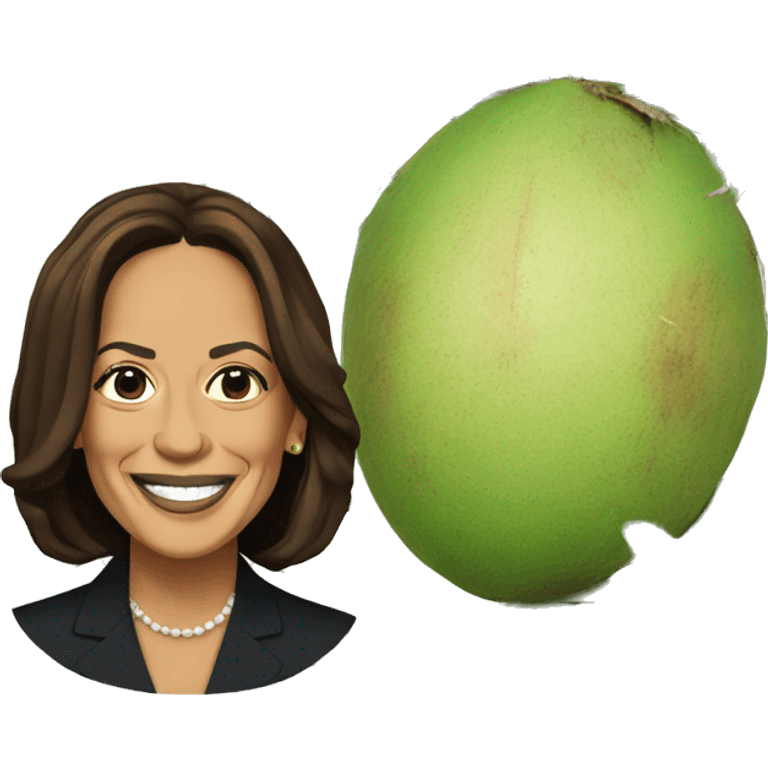 Kamala Harris next to a coconut tree emoji