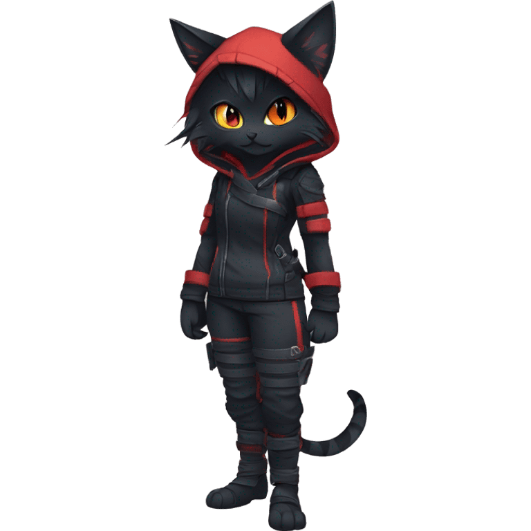 Edgy Shy Anthro Ninja cool pretty dark Litten-Pokémon-cat-fursona-animal techwear emoji