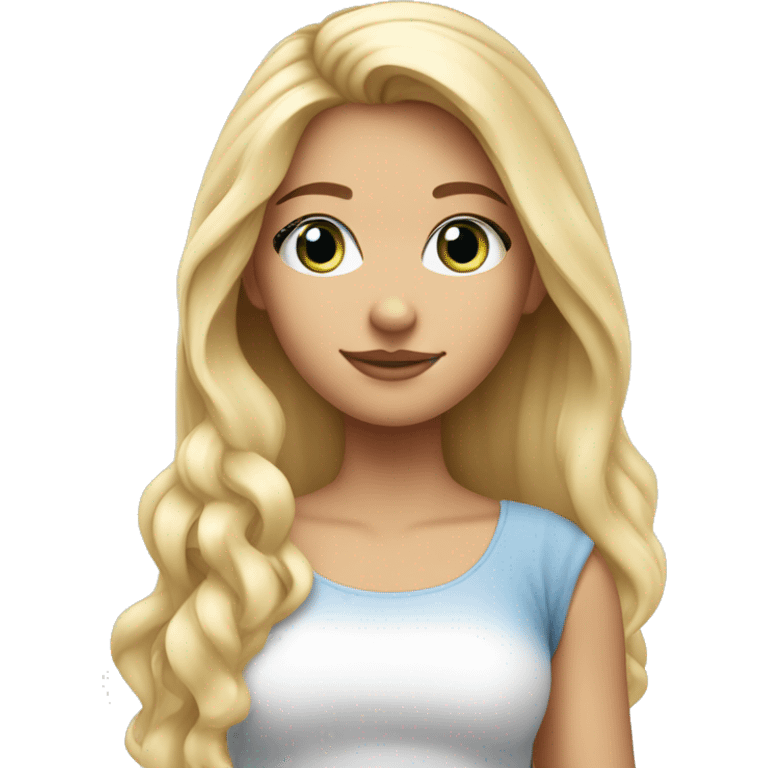 Pretty blue eyed girl with tanned skin long blonde hair cute top emoji