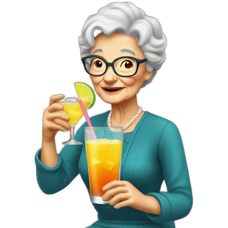 granny drink many coctail emoji