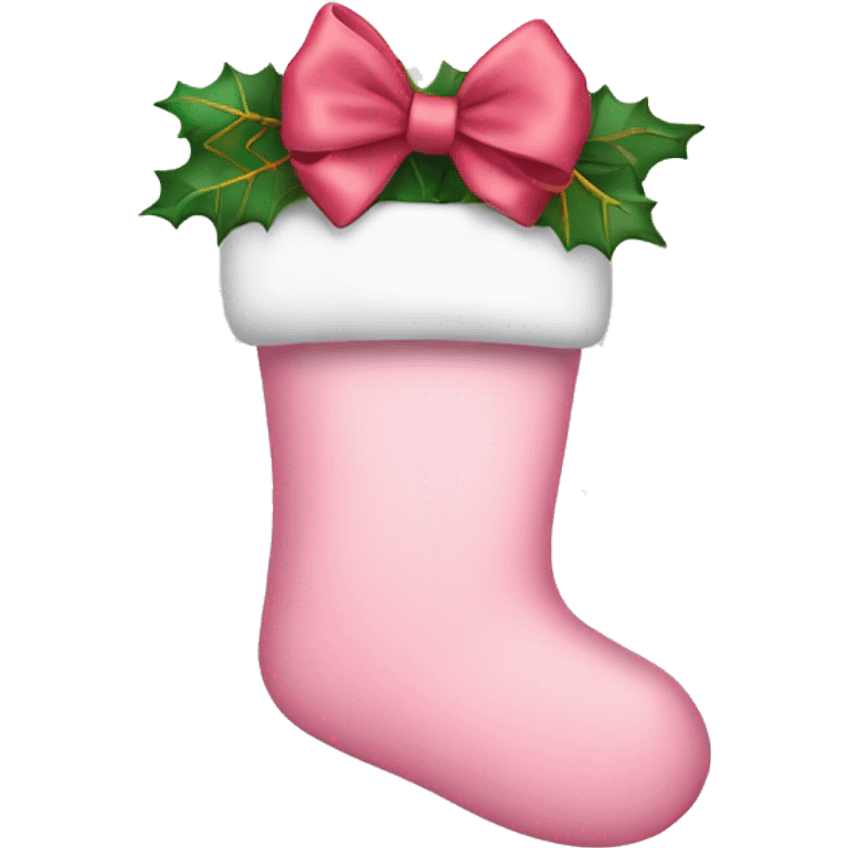  light pink Christmas stocking with bow emoji