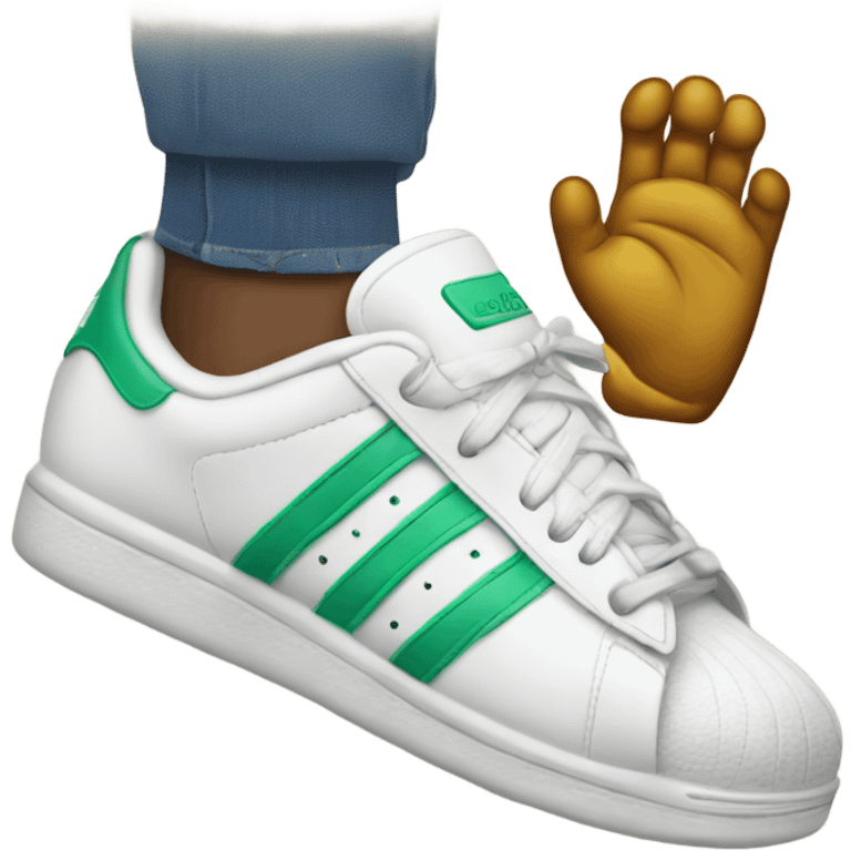 emoji holding a addidas slipper emoji