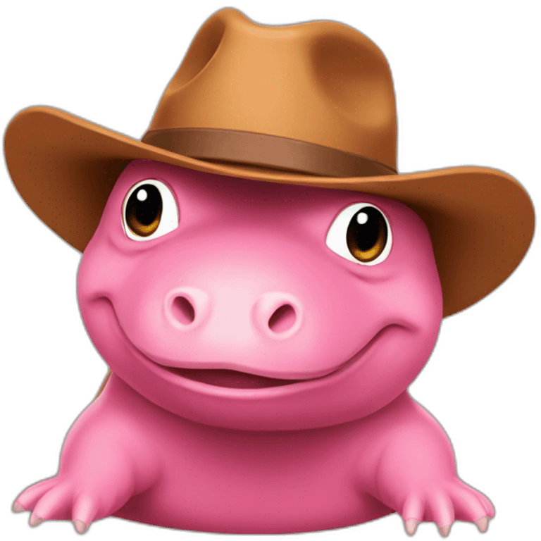 slowpoke with a cowboy hat looking at you emoji