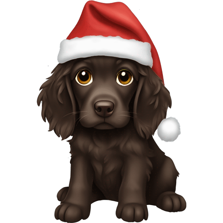 Boykin spaniel puppy Christmas hat emoji