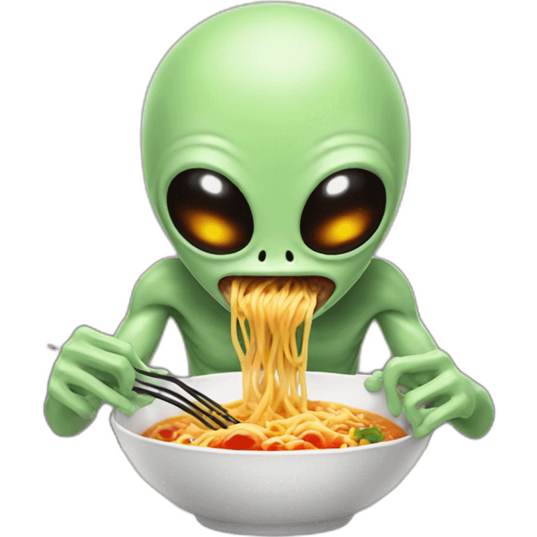 Alien eating ramen emoji