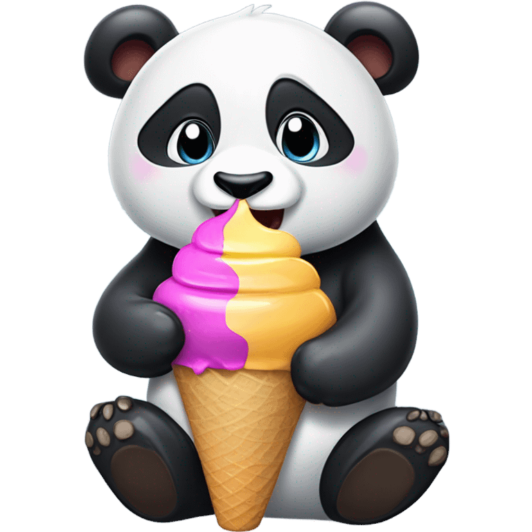 Panda eating ice cream emoji