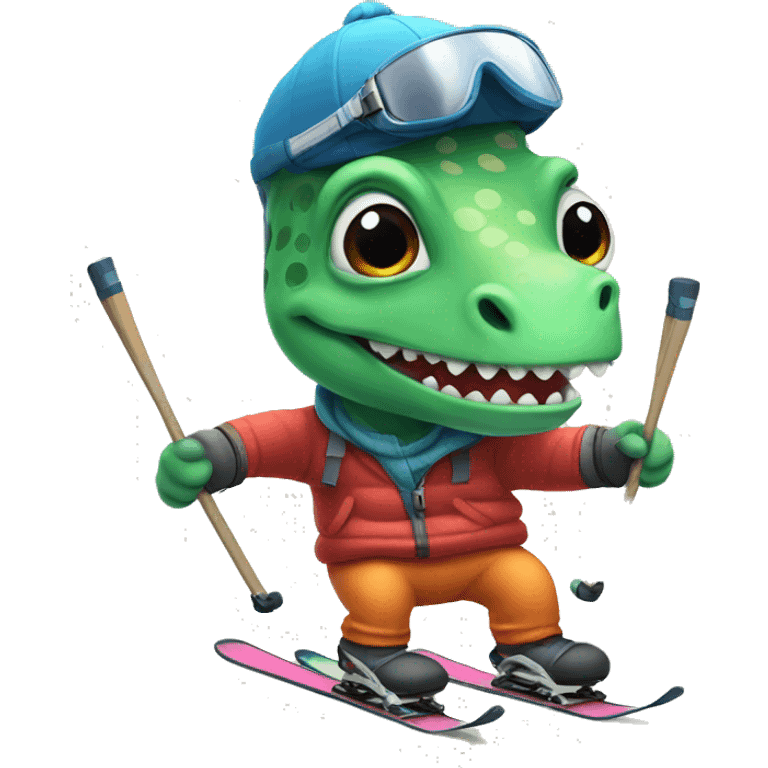 party dino skiing emoji