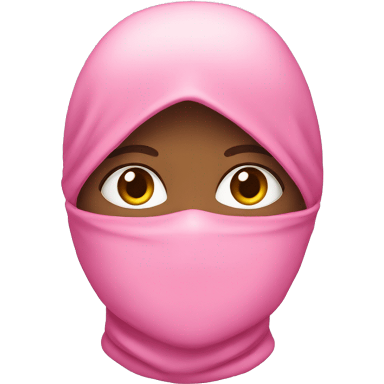  girl wearing pink heart baclava over face  emoji