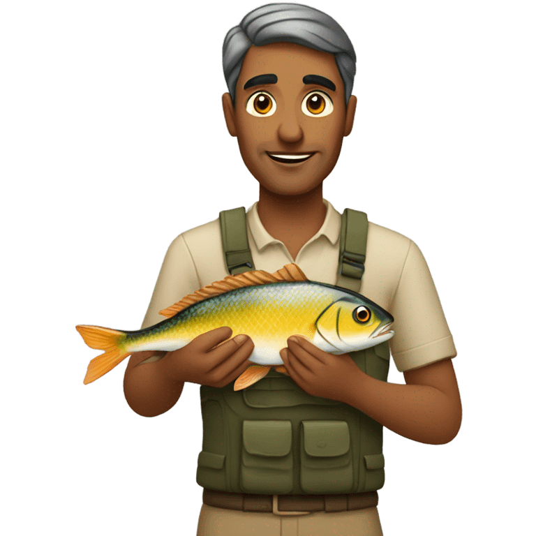 Indian man holding a fish  emoji