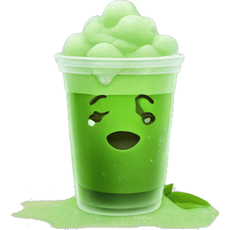 Iced matcha in a cute clear up  emoji