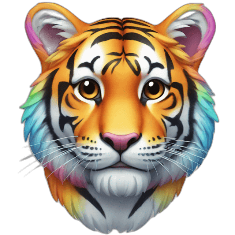 Rainbow colour tiger emoji