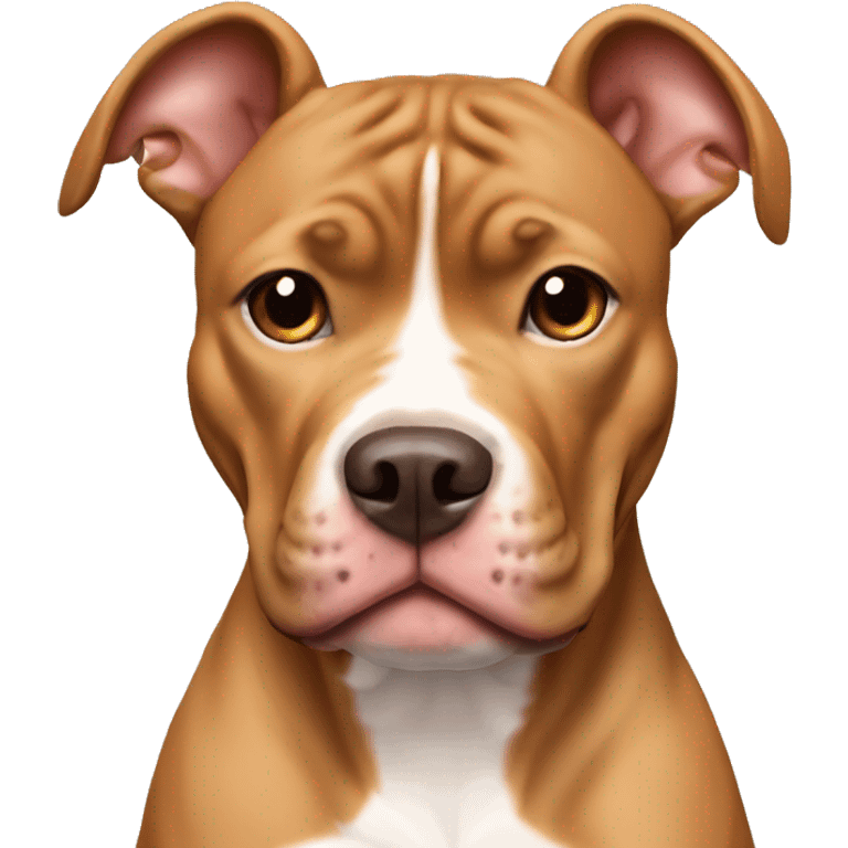 Light brown pitbull with ears cut and bows emoji