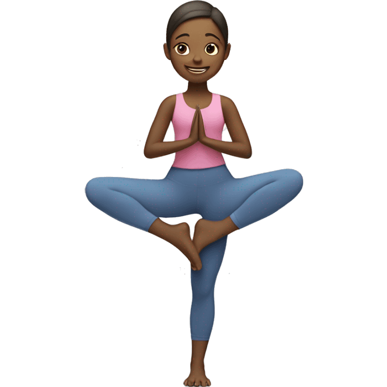 smiling girl in yoga outfit Virabhadrasana emoji