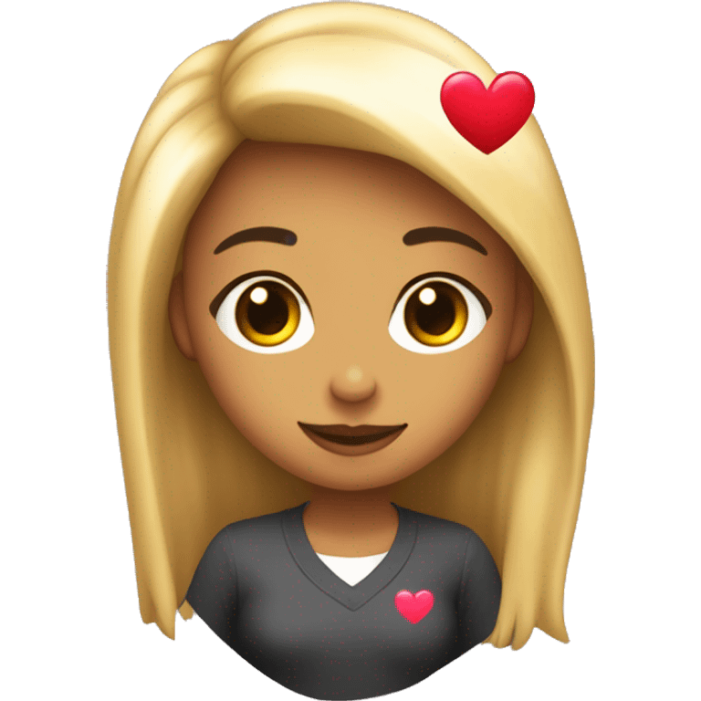 chica de pelo castaño con un corazón de brillos en el ojo derecho emoji