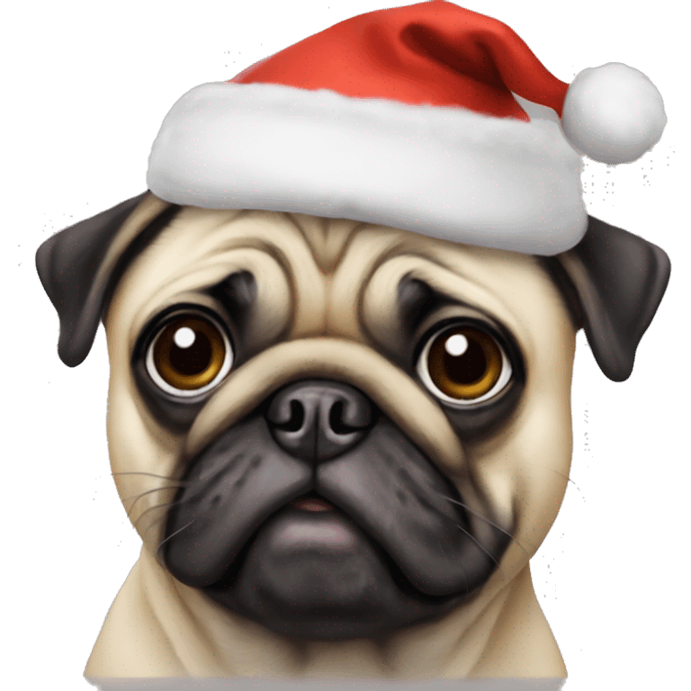 A pug wearing a Christmas hat that says willow on it emoji