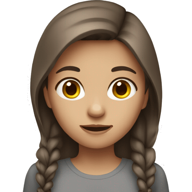 brown haired girl with grey e emoji