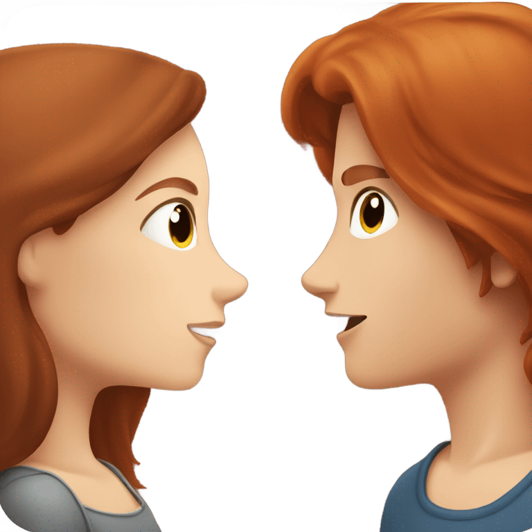 Redhead girl kissing brunette boy  emoji