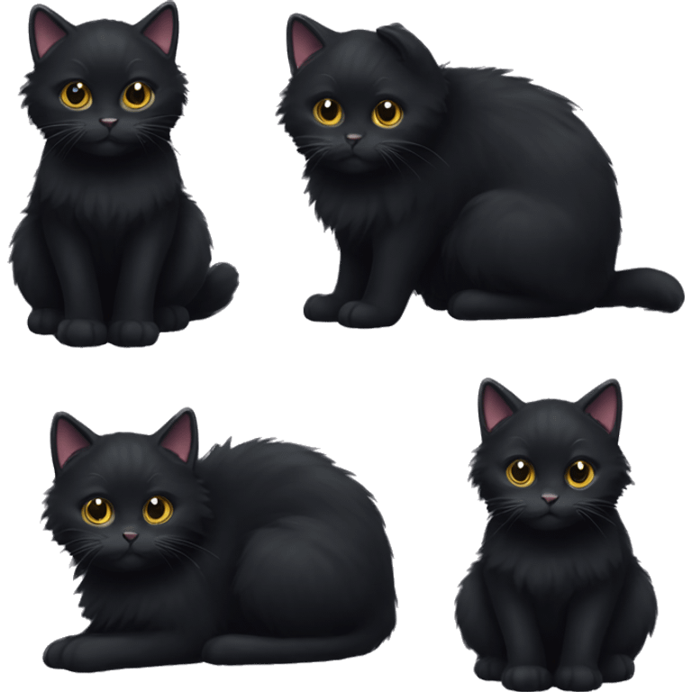 A fluffy black cat emoji