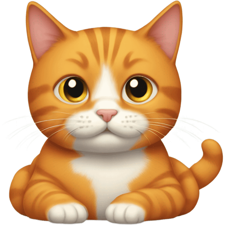 Orange cat sitting belly up emoji