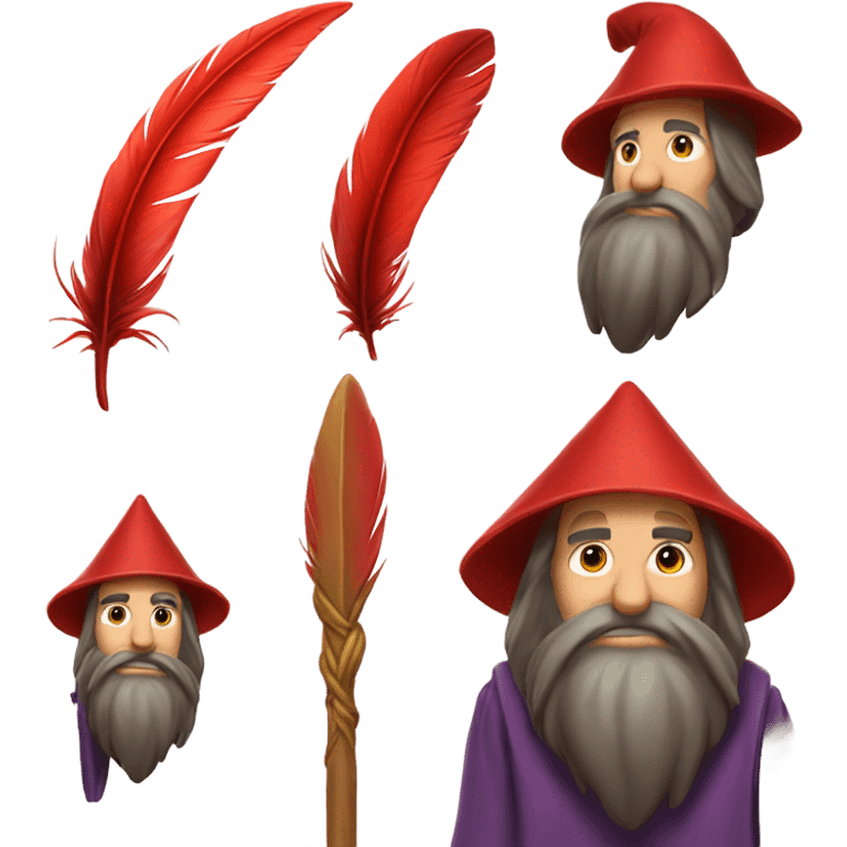 wizard holding a red feather emoji