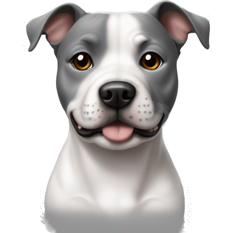 Staffie chien une oreille blanche et l’autre gris  emoji