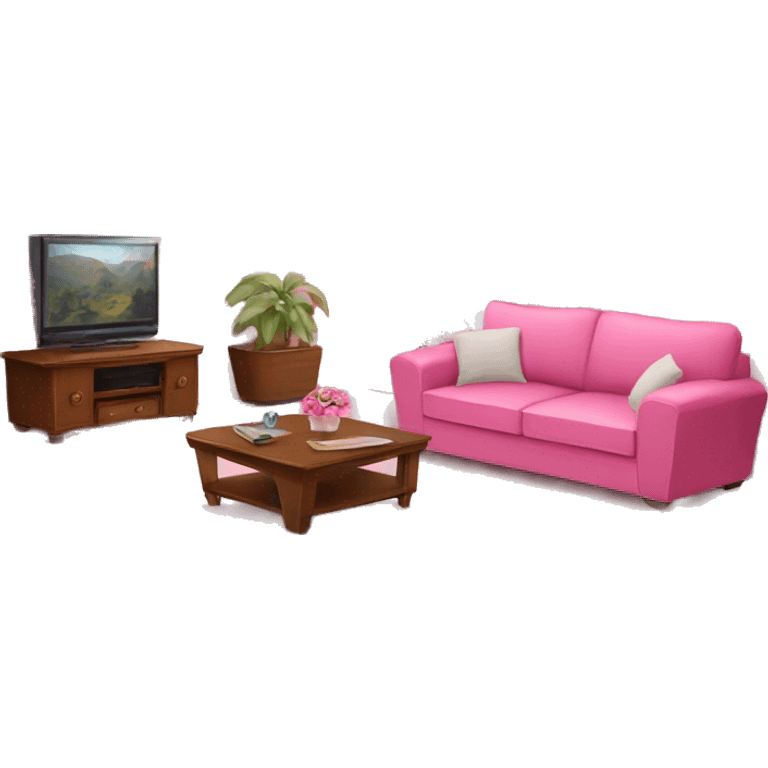 Pink pretty Living room, sofa, tv, table emoji