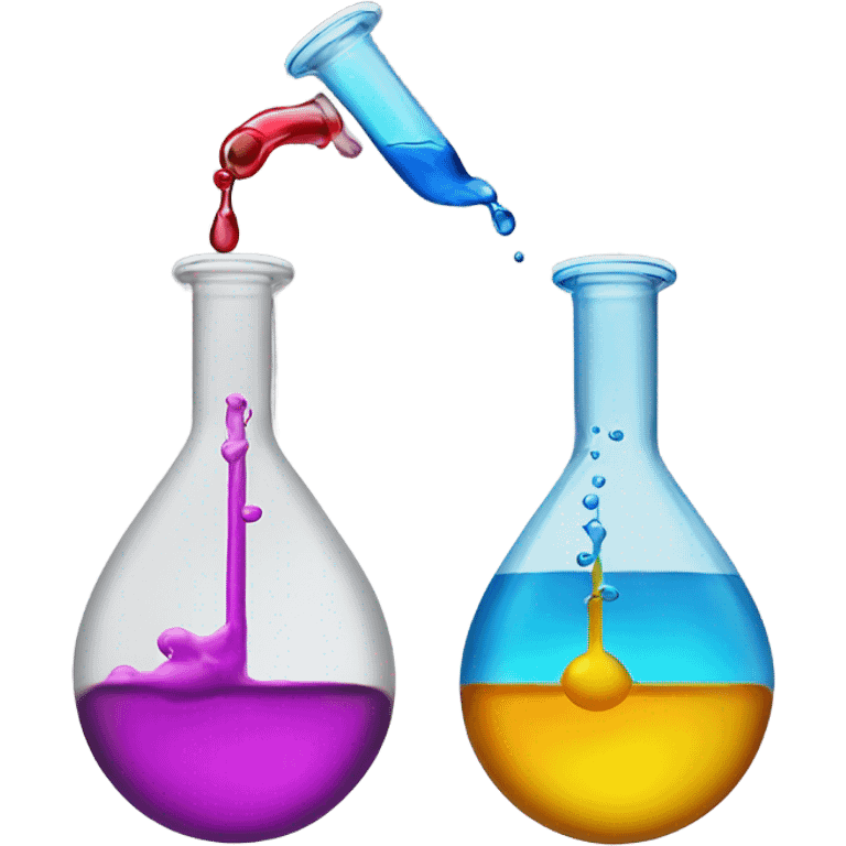 two chemical flasks pure chemicals one into anotheremoji emoji