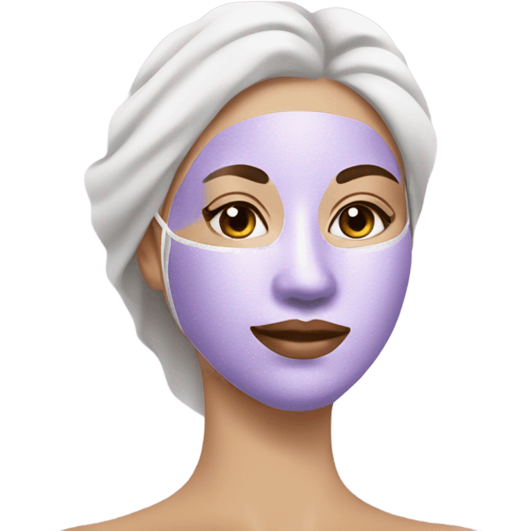 Lady with pastel Purple face mask spa beauty full face relaxing emoji