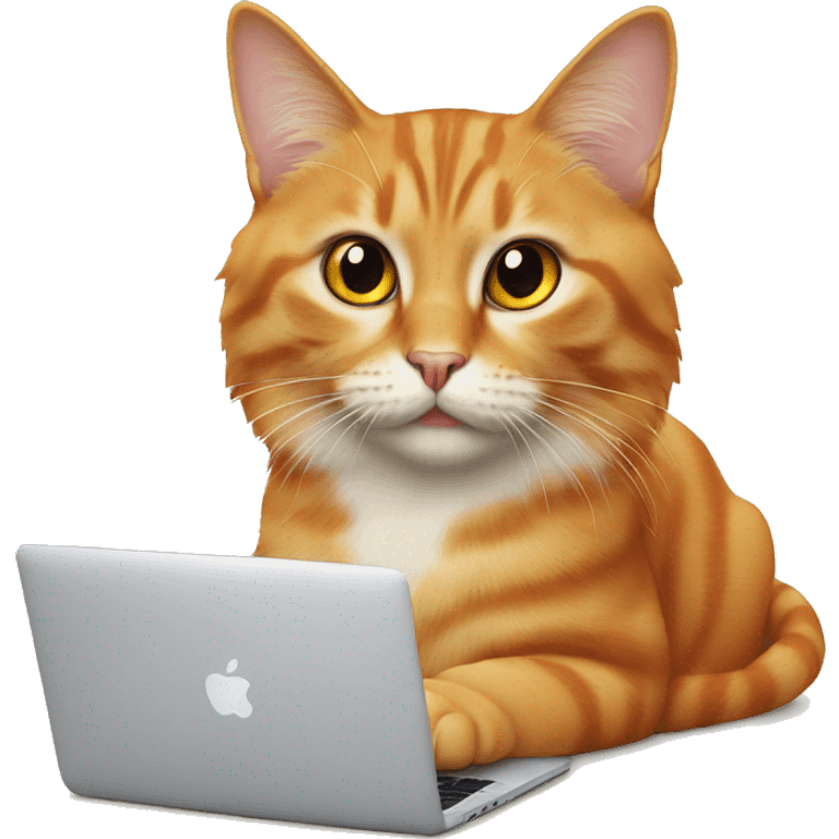 cat british orange with macbook  emoji