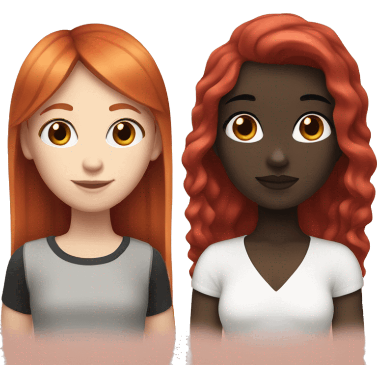 Red hair girl and white skin black hair girl  emoji