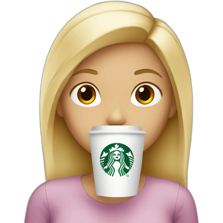 blond girl drinking starbucks emoji