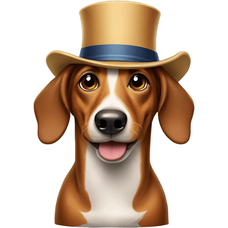 Wiener dog wearing a tall hat emoji