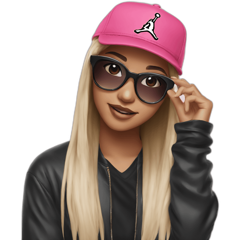 Girl with  BlackPinkGlasses  with Jordan Cap emoji