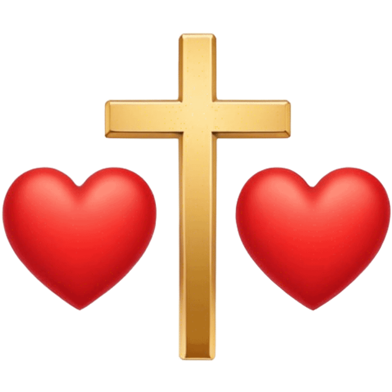 Two red heart outlines united by a gold cross  emoji