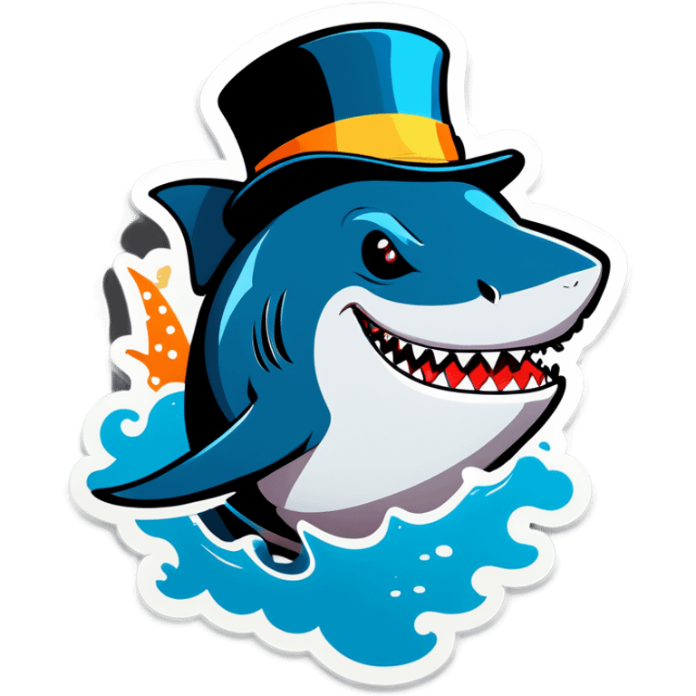 Shark with a top hat emoji