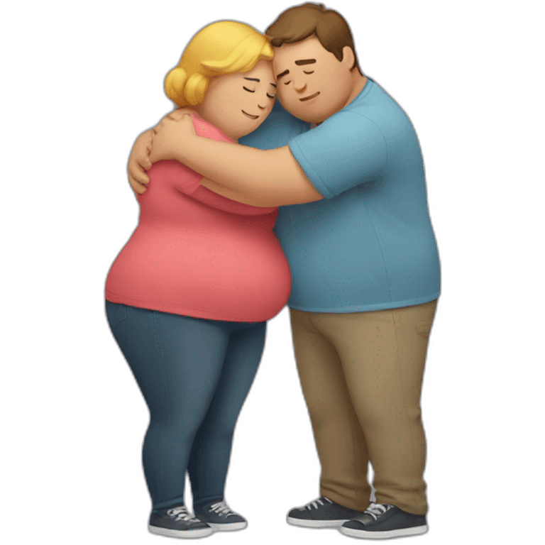 overweight couple hugging emoji