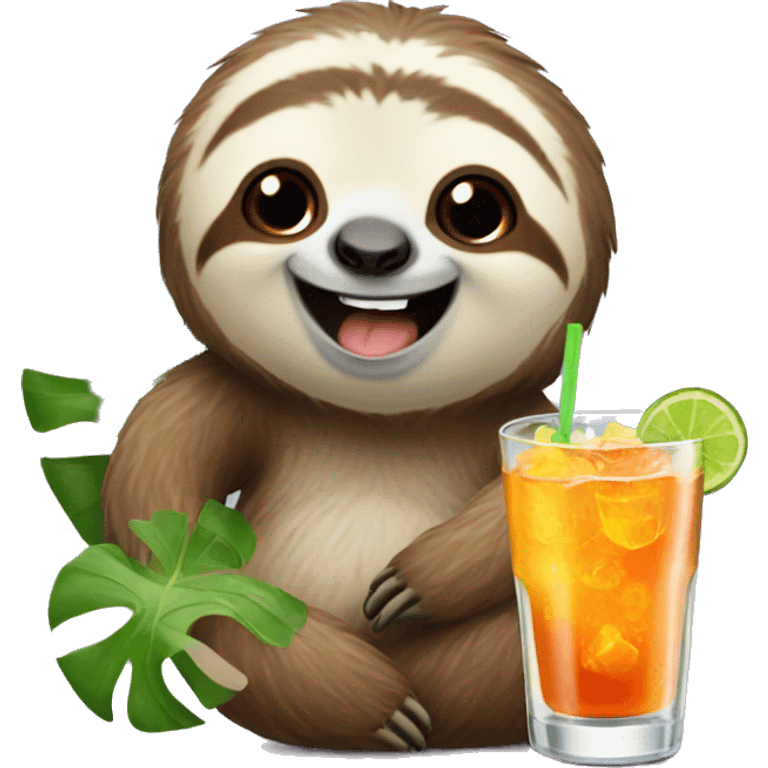 happy sloth with spritz emoji