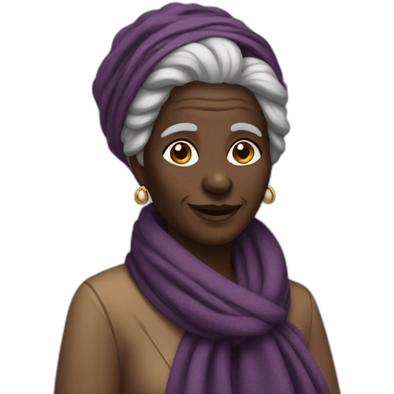 Beautiful darkskin old woman with scarf on her hair emoji