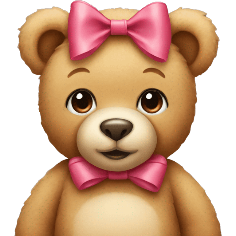 A cute teddy bear with a bow on its head  emoji