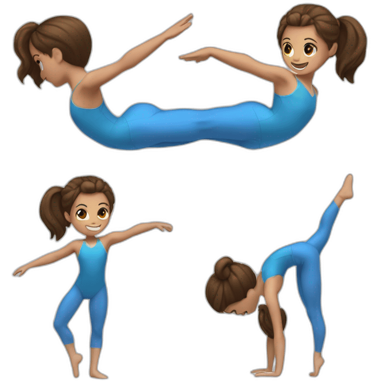 a gymnast with brown hair and a blue leotard doing a cartwheel emoji