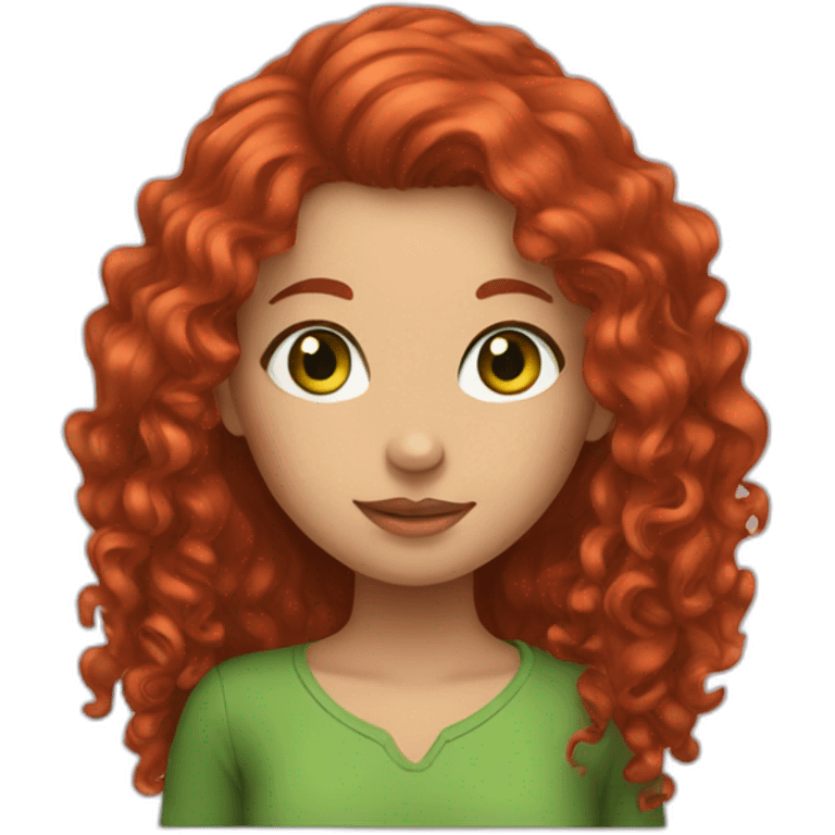 girl with long red curly hair and green eyes emoji