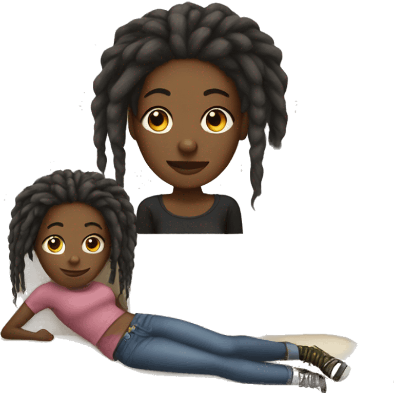 Black girl with dreadlocks on the couch emoji