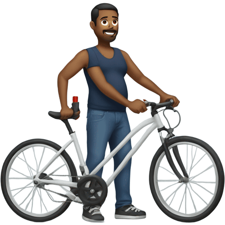 pregnant man holding a bike pump emoji