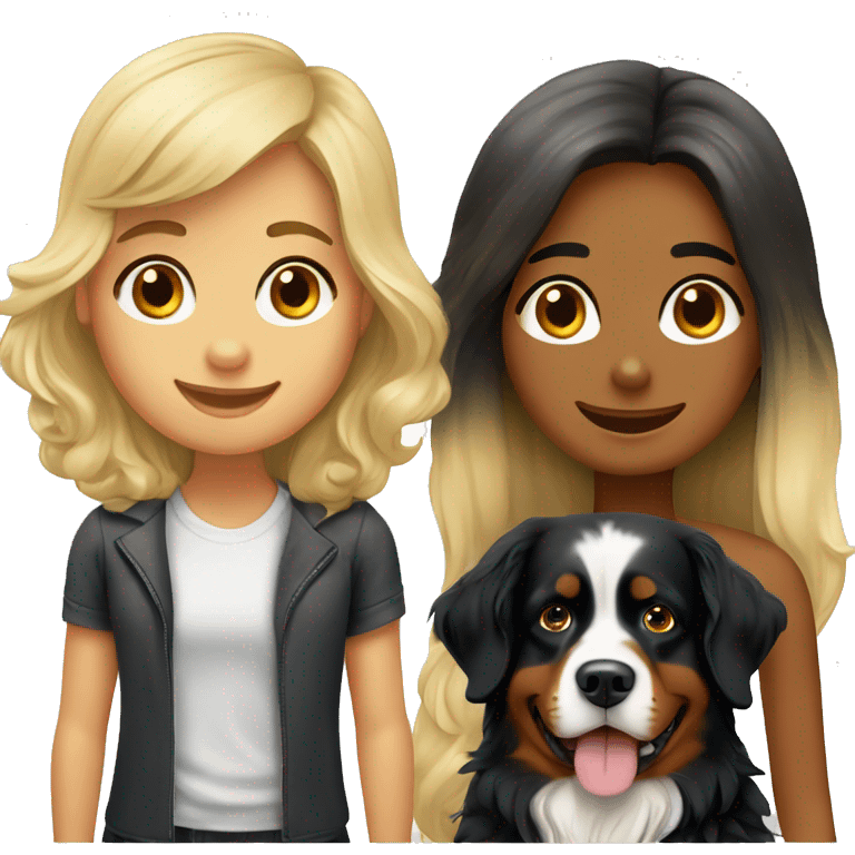 Bernese mountain dog and blond long haired girl emoji