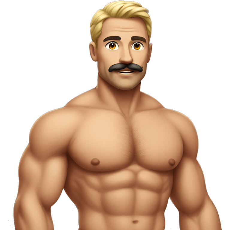 Muscular gay man with mustache bikini realistic emoji