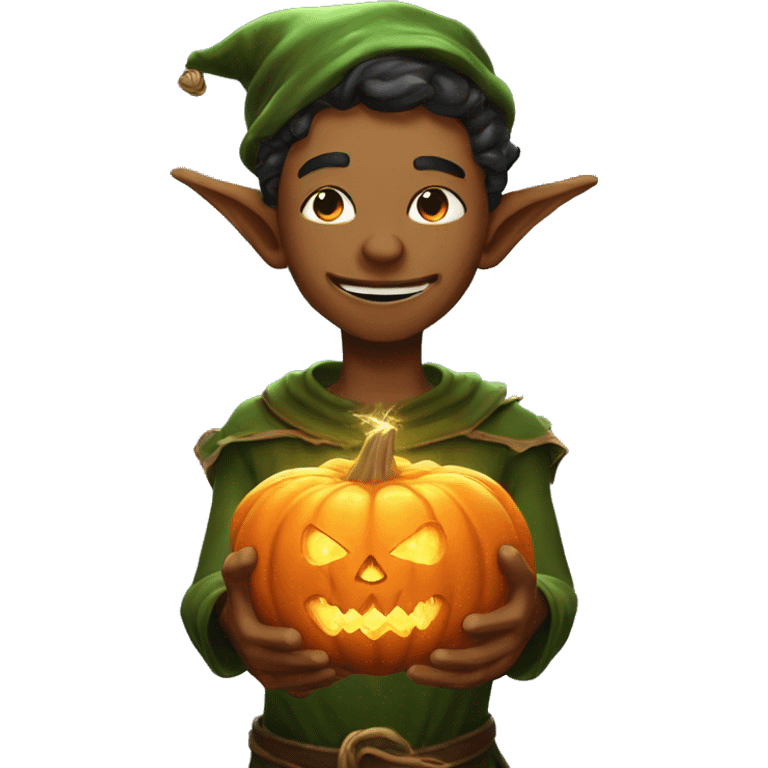 pumkin elf male casting a spell emoji